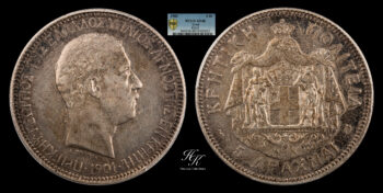5 Drachmai 1901 PCGS XF40 Crete – Greece