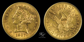 5 Dollars 1907 D Liberty USA