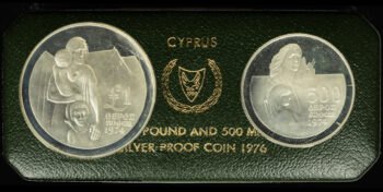 1 pound and 500 mils proof silver set 1976 “Refugee” Cyprus