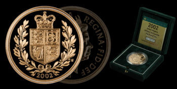 5 Pound 2002 “Shield” BU quintuple sovereign Elizabeth Great Britain