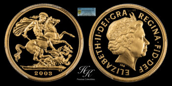 Sovereign 2003 gold coin Queen Elizabeth PCGS PR69 DEEP CAMEO Great Britain