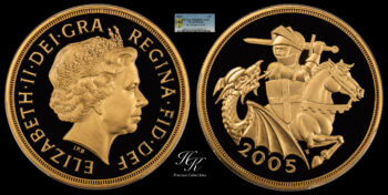 5 Pound 2005 Proof quintuple sovereign PCGS PR69 Deep Cameo Elizabeth Great Britain