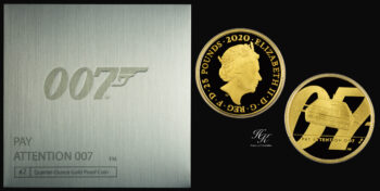 25 Pound (1/4 Oz) 2020 Proof gold  JAMES BOND 007 Coin (Series 2 – PAY ATTENTION 007 ) Great Britain