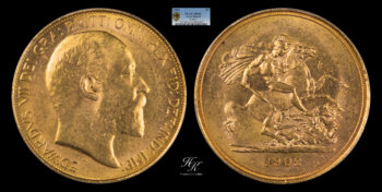 5 Pound 1902 quintuple sovereign PCGS MS62 King Edward VII Great Britain