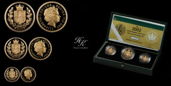 3 coin proof Sovereign gold Set 2002 “Shield” Great Britain