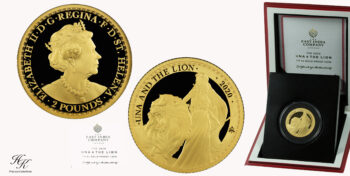 2 Pounds 2020 “Una and the Lion” 1/4 oz proof gold coin (East India Company – London) Great Britain
