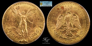 50 pesos 1946 Centenario PCGS MS65 Mexico