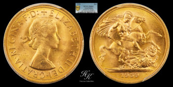 Sovereign 1959 Elizabeth II First Portrait PCGS MS64 Great Britain