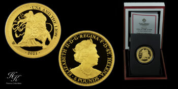 5 Pounds 2021 “Una and the Lion” 1 oz proof gold coin (East India Company – London) Great Britain