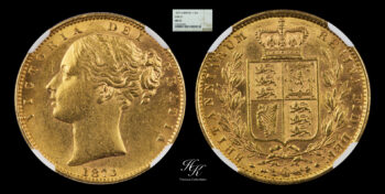 Sovereign 1873 “Victoria – Shield” NGC MS61 Great Britain