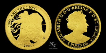 2 Pounds 2021 “Una and the Lion” 1/4 oz proof gold coin (East India Company – London) Great Britain