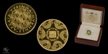 50 euros 2013 “ΤΙΡΥΝΘΑ – ΜΥΚΗΝΕΣ” proof gold issue of Bank of Greece