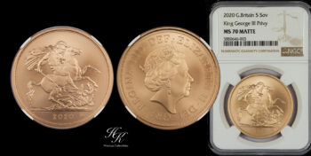 5 Pound 2020 MATTE quintuple sovereign “Elizabeth”  NGC MS70 Great Britain