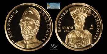 10000 Drachmai 1993 “Anniversary of 2500 years of Democracy ” PCGS PR69DCAM Greece