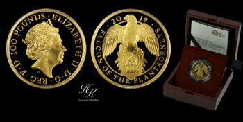 100 Pounds 2019 Proof Gold Queen’s Beast “Falcon Of The Plantagenets” 1 oz  Great Britain