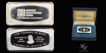 60 grams PURE SILVER BAR “Franklin Mint” 1973 USA