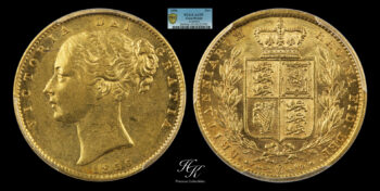 Gold Sovereign 1856 “Victoria – Shield” PCGS AU55 Great Britain