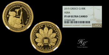 100 euros 2015 gold proof coin “Hera” NGC PR69 ULTRA CAMEO Greece