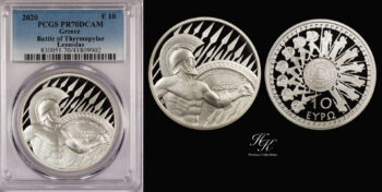 10 Euro 2020 silver proof coin Battle of Thermopylae PCGS PR70 DEEP CAMEO Greece
