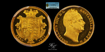 Gold proof half sovereign (1/2) 1831 “WILLIAM IV” PCGS PR63 DEEP CAMEO Great Britain