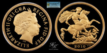 Gold Double Proof Sovereign 2010 “Elizabeth” PCGS PR70 DEEP CAMEO Great Britain