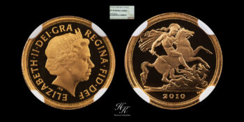 Quarter proof gold sovereign “Elizabeth” 2010 NGC PF70 ULTRA CAMEO Great Britain