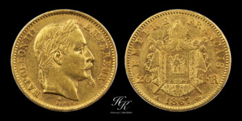 Gold 20 francs 1867 A “Napoleon II” France