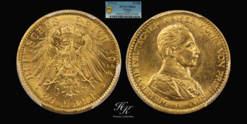 20 Mark “Wilhelm II ” 1914 A PCGS MS64 Prussia