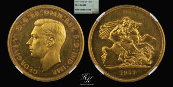Gold Proof 5 pounds 1937 NGC PF61 CAMEO “King George VI” Great Britain