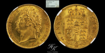 Gold half (1/2) sovereign 1825 “Laureate Bust” NGC MS63+ Great Britain
