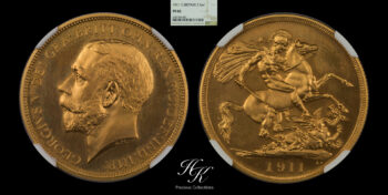 Gold proof two pounds 1911 (Double Sovereign) “George V” NGC PF65 Great Britain