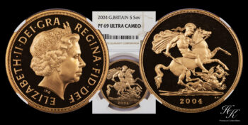 Gold 5 Pound 2004 Proof quintuple sovereign NGC PF69 ULTRA CAMEO Elizabeth Great Britain