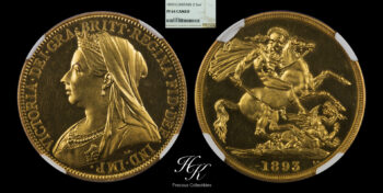 Gold 2 pounds (double sovereign) 1893 “Victoria” NGC PF64 CAMEO Great Britain