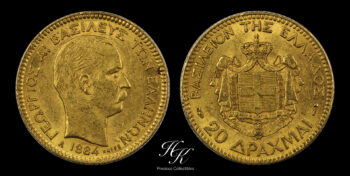 20 Drachmai 1884 “King George A” Greece