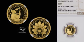 100 euros 2015 gold proof coin “Hera” NGC PF70 ULTRA CAMEO Greece