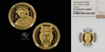 Gold 100 Euro 2017 “Athena” NGC PF70 ULTRA CAMEO Bank of Greece