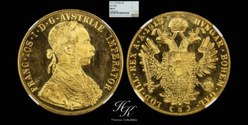 Gold 4 Ducats coin 1915  “Franz Joseph” NGC MS67 Austria