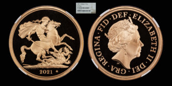 Gold 5 Pound 2021 Proof quintuple sovereign NGC PF70 ULTRA CAMEO Elizabeth Great Britain