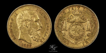 Gold 20 Francs 1877 “Leopold II” Belgium