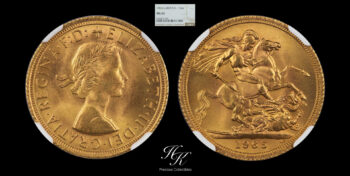 Sovereign 1965 Elizabeth II First Portrait NGC MS65 Great Britain