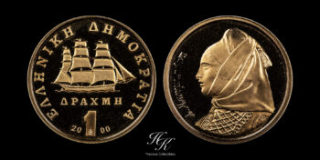 1 Drachma 2000 Proof gold coin “Bouboulina” Greece