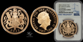 Gold Proof QUINTUPLE Sovereign (5 POUNDS) 2022 NGC PF69 ULTRA CAMEO !First Releases! Great Britain
