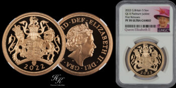 Gold Proof QUINTUPLE Sovereign (5 POUNDS) 2022 NGC PF70 ULTRA CAMEO !First Releases! Great Britain