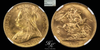 Gold 2 pounds (double sovereign) 1893 “Victoria” NGC MS64  Great Britain