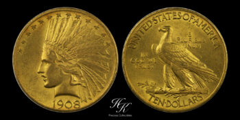 Gold 10 Dollars 1908  “Indian Head” USA