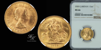 Sovereign 1959 Elizabeth II First Portrait NGC MS66 Great Britain