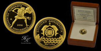 Gold 100 Euro 2016 gold proof coin “Poseidon”   Greece