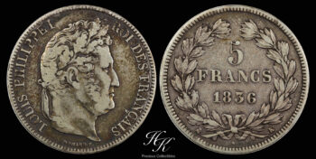Silver 5 Francs 1836 K “Louis-Philippe I” France