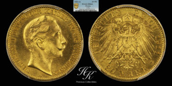 Gold 20 Mark 1911 A PCGS MS64 Prussia