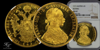 Gold 4 Ducats coin 1915  “Franz Joseph” NGC MS67 Austria